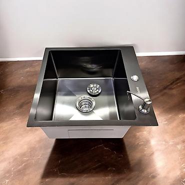 Yeni Kvadrat Mətbəx çanağı, Şkafsız, Paslanmaz polad, Ödənişli çatdırılma - şəkil 5