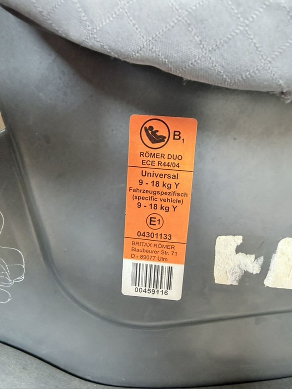 Britax Römer DUO avtomobil uşaq oturacağı - Sertifikat: ECE R44/04 -