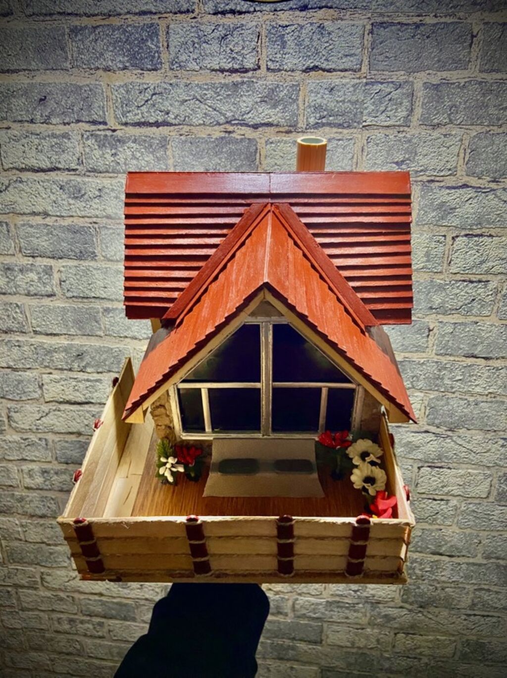 Miniatür Kottec Maketi – əl işi dekor - Materiallar: taxta çubuqlar