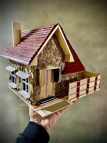 Miniatür Kottec Maketi – əl işi dekor - Materiallar: taxta çubuqlar - şəkil 4