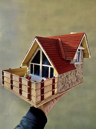 Miniatür Kottec Maketi – əl işi dekor - Materiallar: taxta çubuqlar - şəkil 5