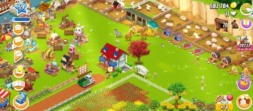 Hey Day oyun hesabı - Səviyyə: 59 - Pul/küy: 582 784 sikkə, 70 kupon