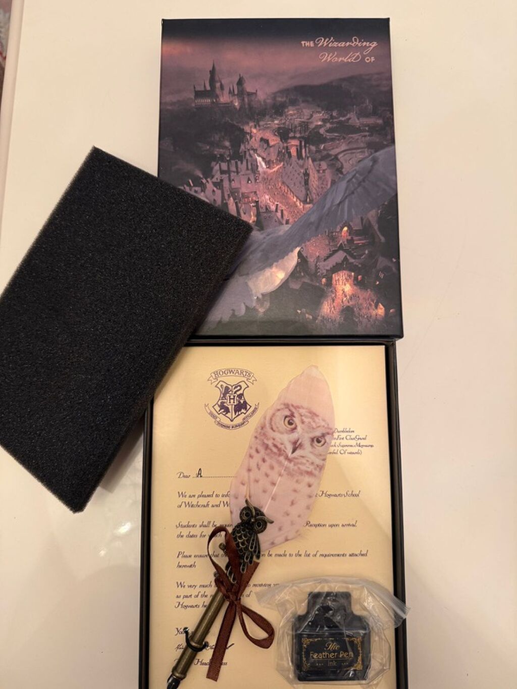 Harry potter yazi desti Qutu tərkibi: - Tük formalı dip qələm