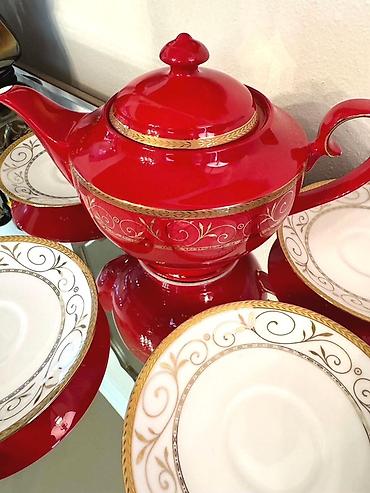 Nahar dəsti, rəng - Qırmızı, Farfor - şəkil 2