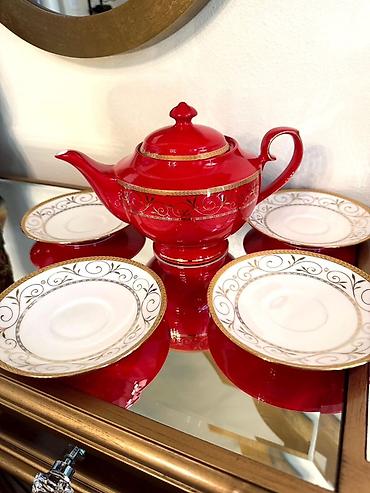 Nahar dəsti, rəng - Qırmızı, Farfor - şəkil 3