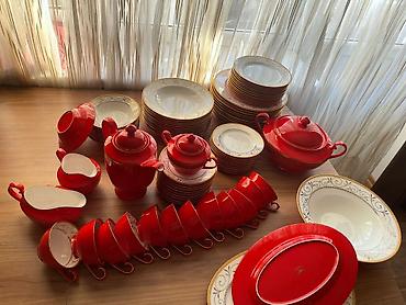 Nahar dəsti, rəng - Qırmızı, Farfor - şəkil 5