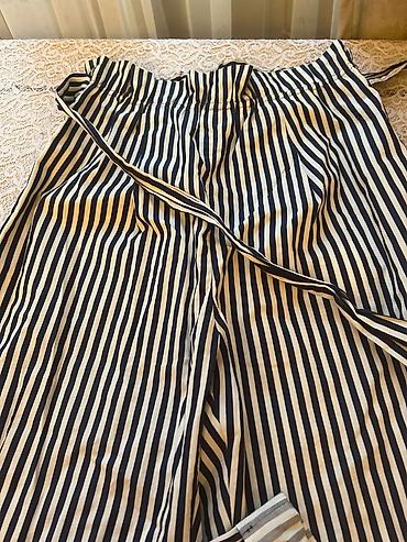 Zolaqlı şalvar – hündür belli, kəmərli model - Naxış: Dikey zolaqlar - şəkil 3