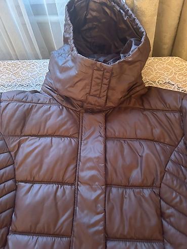 Qadın qış kurtkası – qəhvəyi rəng - Uzun, quilted (şaquli-üfüqi - şəkil 2