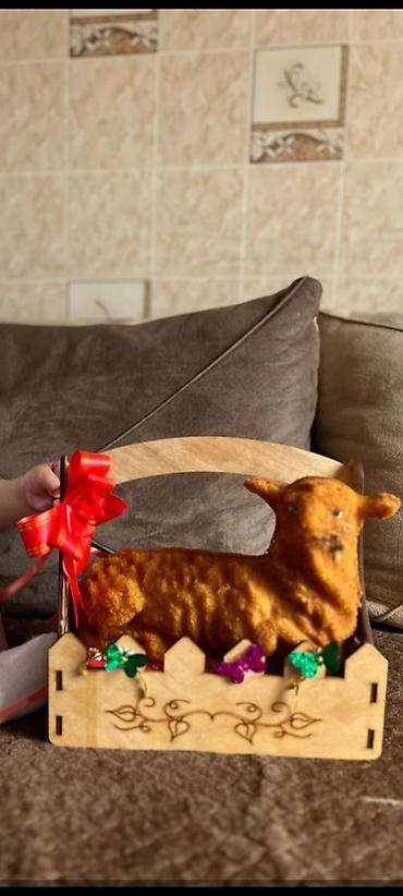 Qoyun fiqurlu biskvit tort ev şirniyyatları - Qoyun formasında - şəkil 3