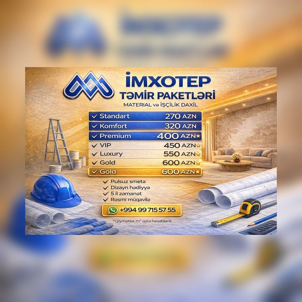 🔥 TƏMİRƏ ÇOX PUL XƏRCLƏMƏYİN! İndi sərfəli qiymətlərlə peşəkar təmir