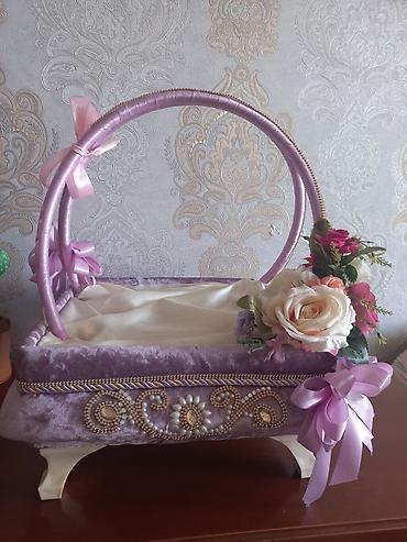Bəzəkli mərasim səbəti - İki qövs formalı tutacaqla rahat daşıma - - şəkil 3