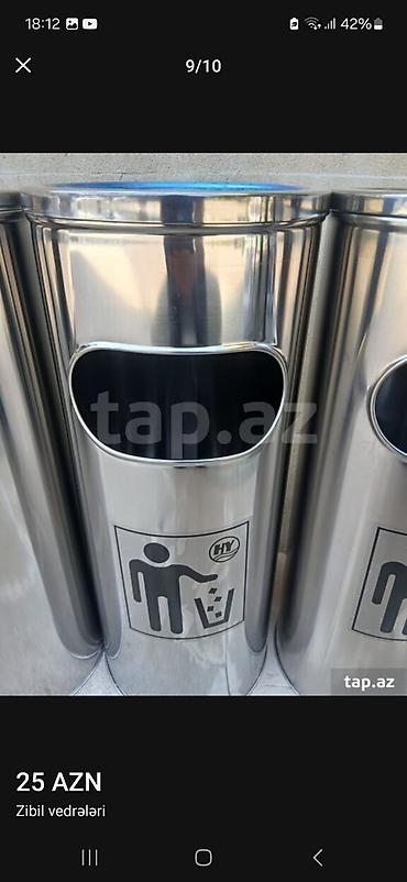 Paslanmayan poladdan kül qablı zibil qutuları - Material: cilalanmış - şəkil 2