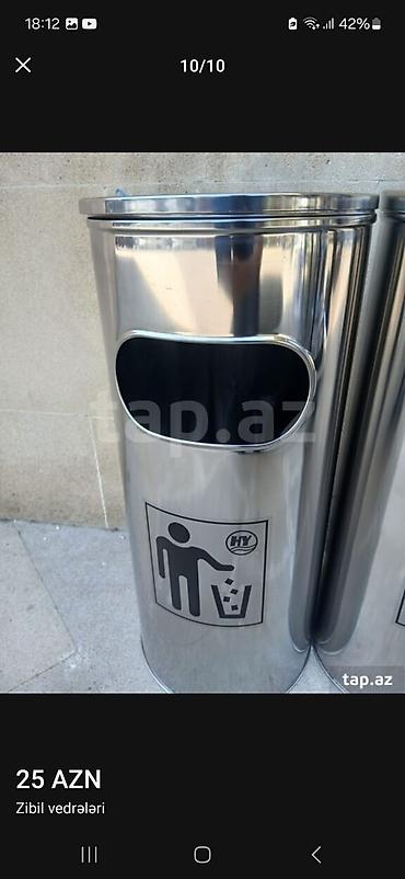 Paslanmayan poladdan kül qablı zibil qutuları - Material: cilalanmış - şəkil 3