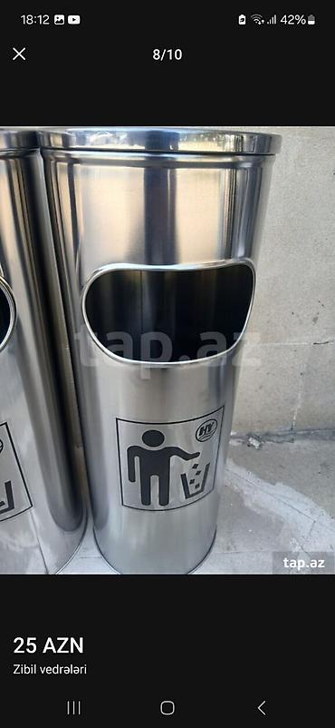 Paslanmayan poladdan kül qablı zibil qutuları - Material: cilalanmış - şəkil 4