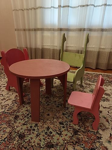 Uşaq masa ve stul desti. 1masa ve 3 stuldan ibarətdir. material dik - şəkil 2