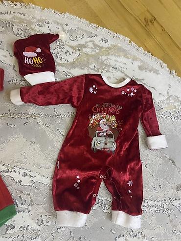 Uşaq üçün bayram temalı geyim və ayaqqabı dəsti - Qırmızı aksessuarlı - şəkil 2