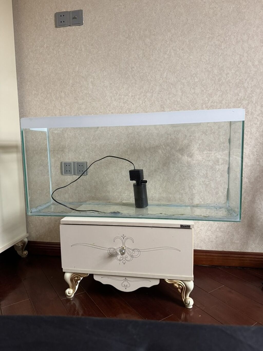 Şüşə akvarium + daxili filtr - Düzbucaqlı şüşə akvarium, şəffaf