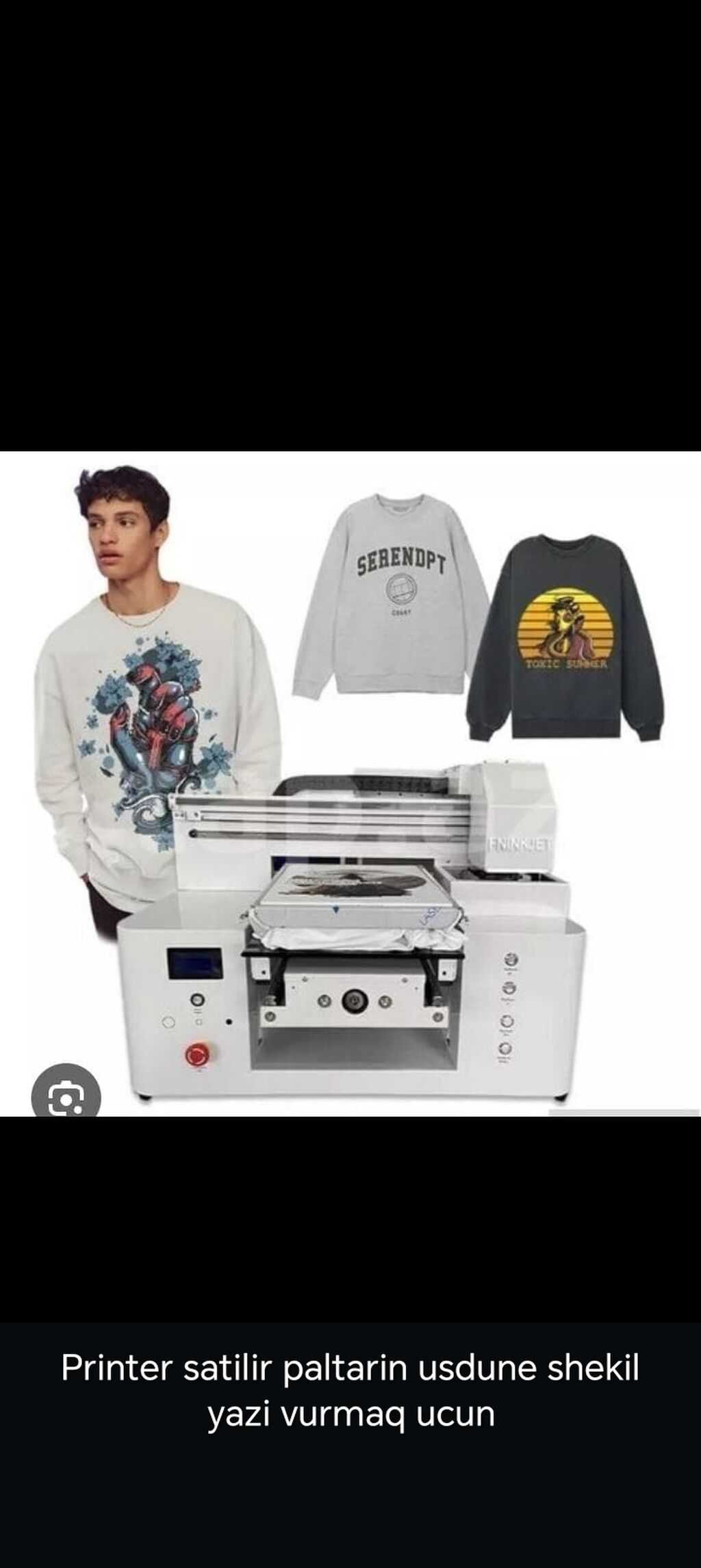 Paltarlarin usdunde shekil yazi yazmaq ucun printer
