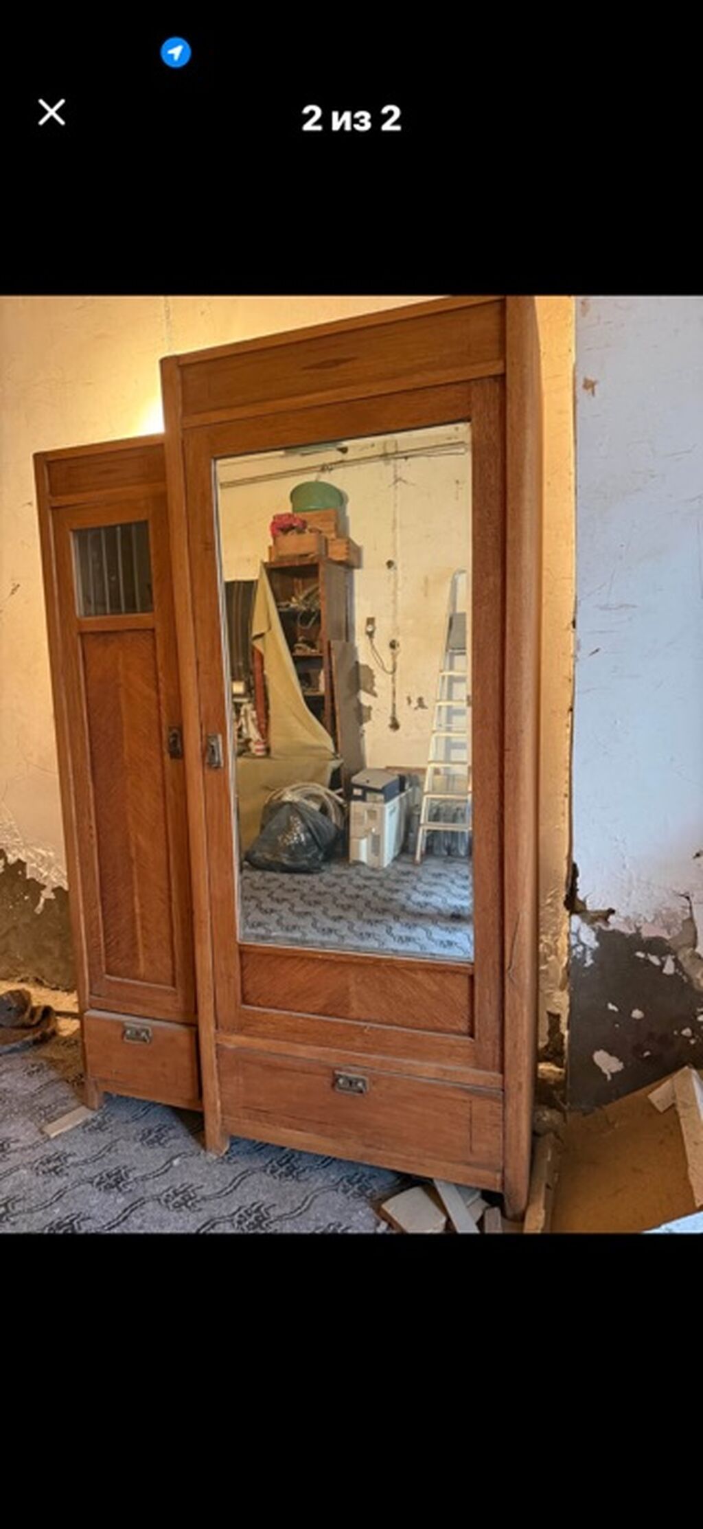 2 qapılı, Güzgülü, Qəhvəyi, Taxta, Kupe, Düz dolab