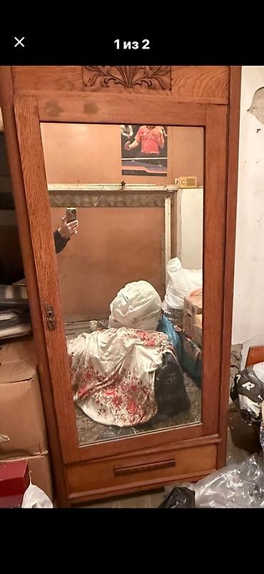 2 qapılı, Güzgülü, Qəhvəyi, Taxta, Kupe, Düz dolab - şəkil 3