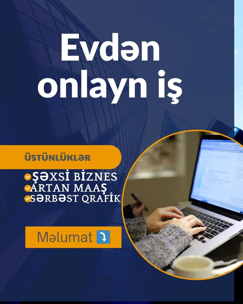 Evdən onlayn iş imkanı Təsvir: - Tamamilə onlayn işləmə fürsəti –