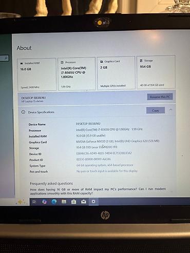 HP 15.6 ", Intel Core i7, 1 TB - şəkil 4