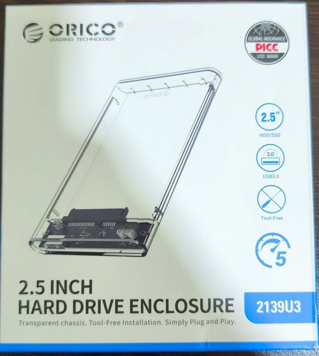 ORICO 2.5” HDD/SSD Box USB 3.0 – Yeni | Qara & Şəffaf | Endirimli