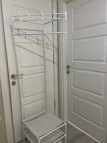 Ağ rəngli metal/boru konstruksiyalı paltar asılqanı və - şəkil 3