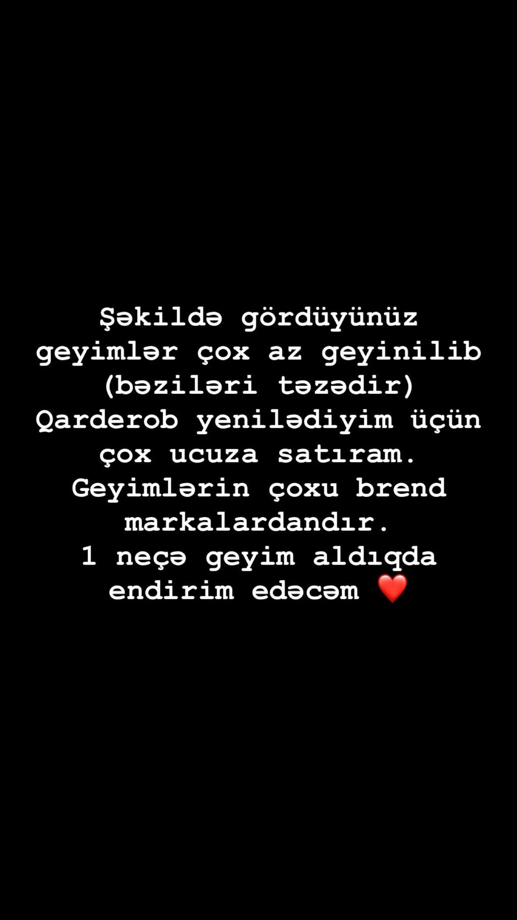 Satılır bu geyimlər❤️ Qızlar ən ucuz qiymətə qoymuşam hamısı 60-70